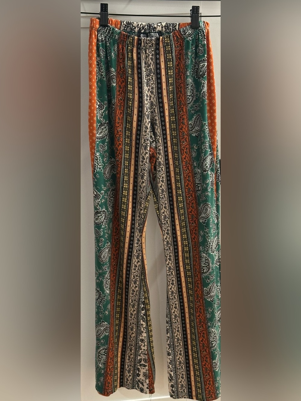 Love Nation Men's Paisley & Stripe Lounge Pants in Green and Orange